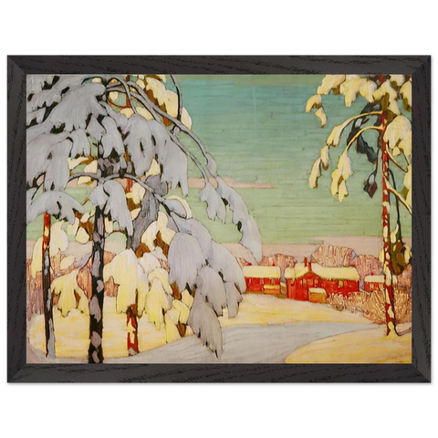 Winter Landscape with Pink House - 1918 by Lawren Harris — Framed art print at Zephyeer
