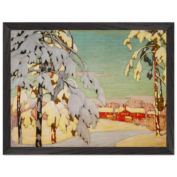 Winter Landscape with Pink House - 1918 by Lawren Harris — Framed art print at Zephyeer
