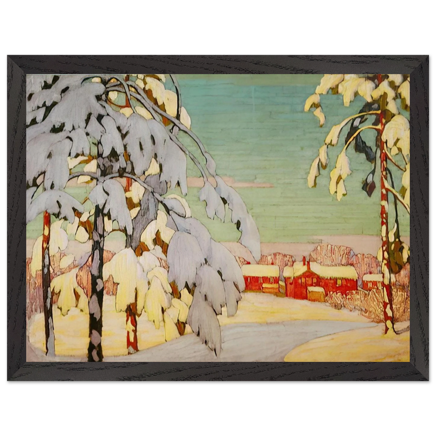 Winter Landscape with Pink House - 1918 by Lawren Harris — Framed art print at Zephyeer