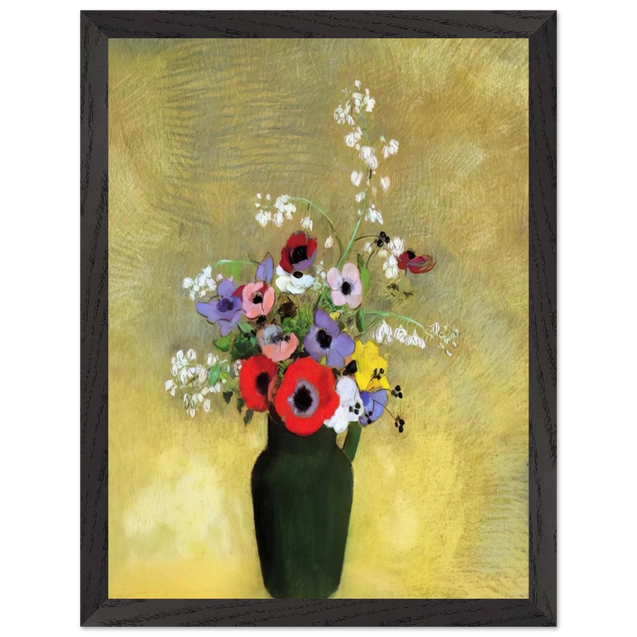 FLOWERS IN A GREEN PITCHER by Odilon Redon — Framed art print at Zephyeer