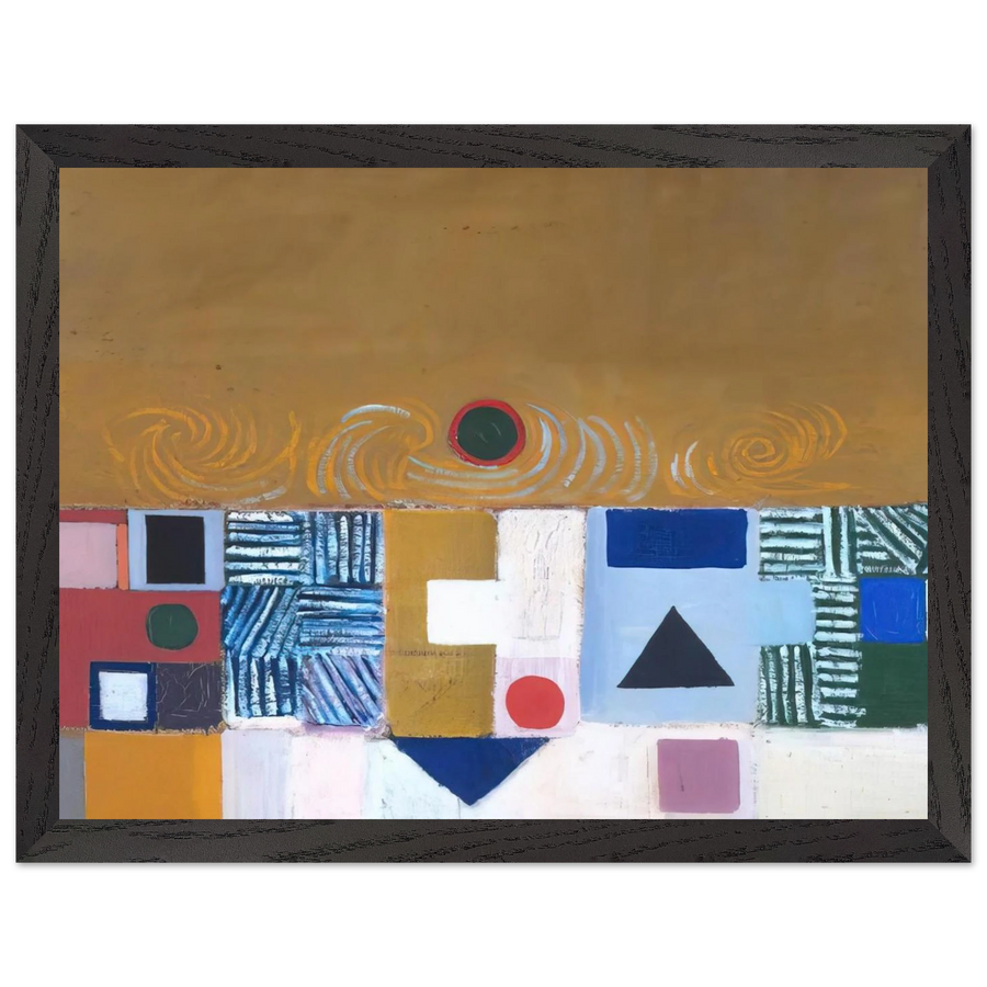 SQUARE MOTIF BLUE AND GOLD THE ECLIPSE 1950 by Victor Pasmore — Framed art print at Zephyeer