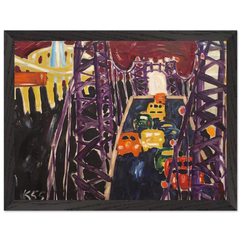 George Washington Bridge, with Cars by Allan Kaprow — Framed art print at Zephyeer
