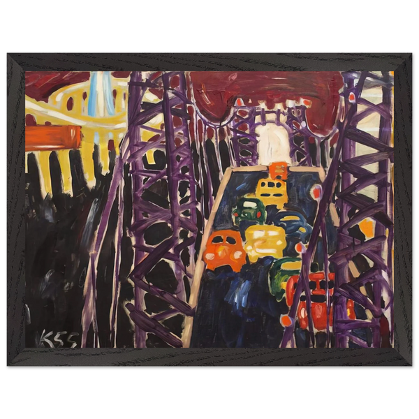 George Washington Bridge, with Cars by Allan Kaprow — Framed art print at Zephyeer