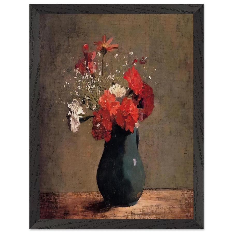 CARNATIONS AND BABY S BREATH IN A GREEN PITCHER by Odilon Redon — Framed art print at Zephyeer