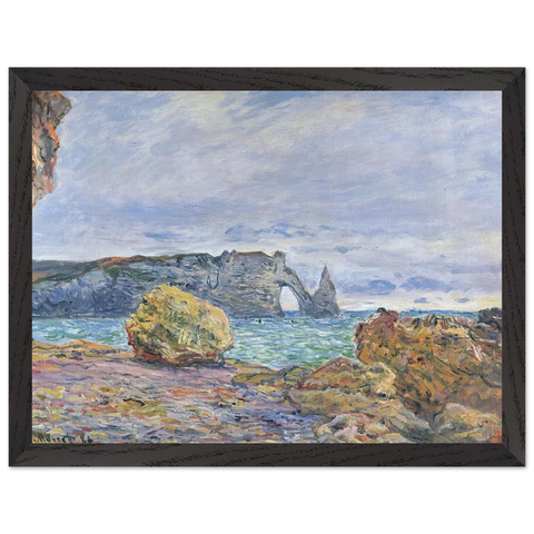 Etretat, the Beach and the Porte d'Aval by Claude Monet — Framed art print at Zephyeer
