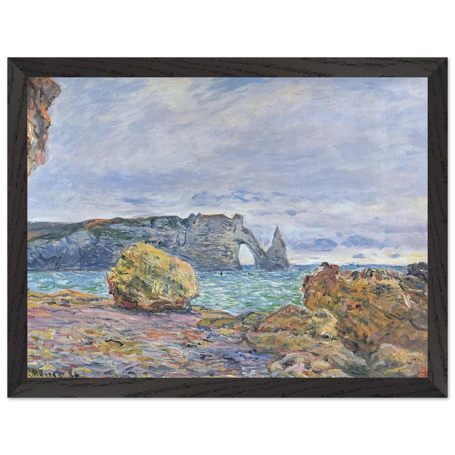 Etretat, the Beach and the Porte d'Aval by Claude Monet — Framed art print at Zephyeer