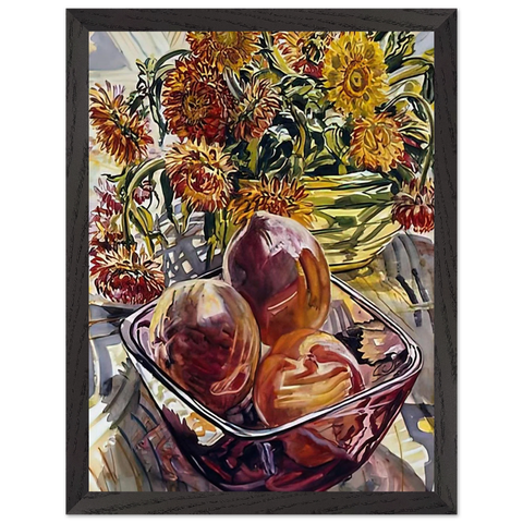 PEACHES AND STRAWFLOWERS 1990 by Janet Fish — Framed art print at Zephyeer