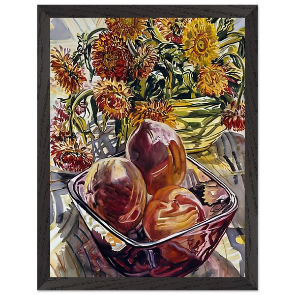 PEACHES AND STRAWFLOWERS 1990 by Janet Fish — Framed art print at Zephyeer