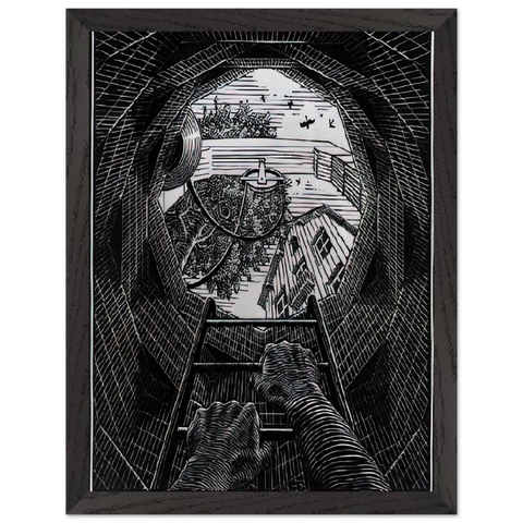 NEW YEAR S GREETING CARD by MC Escher — Framed art print at Zephyeer