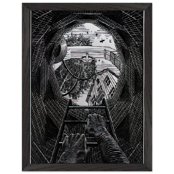 NEW YEAR S GREETING CARD by MC Escher — Framed art print at Zephyeer