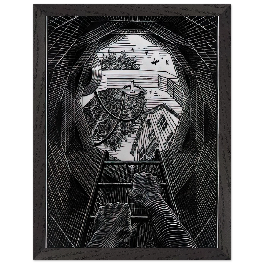 NEW YEAR S GREETING CARD by MC Escher — Framed art print at Zephyeer