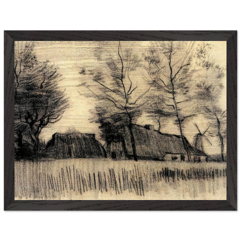 Landscape with Cottages and a Mill by Vincent van Gogh — Framed art print at Zephyeer
