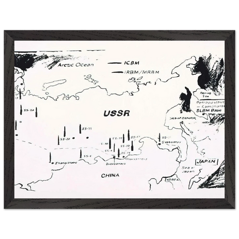 Map of Eastern U.S.S.R. Missile Bases by Andy Warhol — Framed art print at Zephyeer