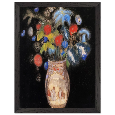 LARGE BOQUET ON A BLACK BACKGROUND by Odilon Redon — Framed art print at Zephyeer