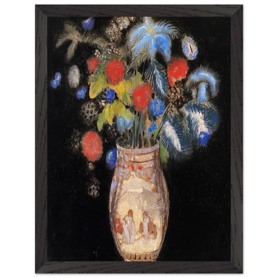 LARGE BOQUET ON A BLACK BACKGROUND by Odilon Redon — Framed art print at Zephyeer