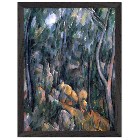 Forest near the rocky caves above the Chateau Noir by Paul Cézanne — Framed art print at Zephyeer
