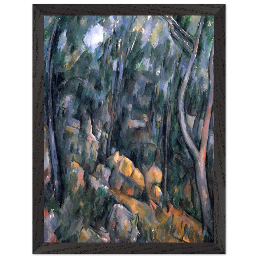 Forest near the rocky caves above the Chateau Noir by Paul Cézanne — Framed art print at Zephyeer