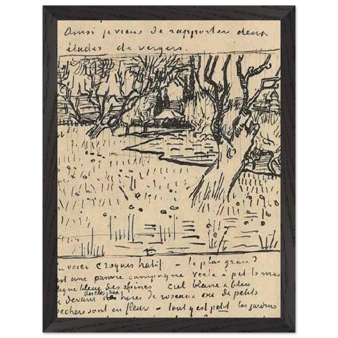 Orchard in Bloom with View of Arles by Vincent van Gogh — Framed art print at Zephyeer