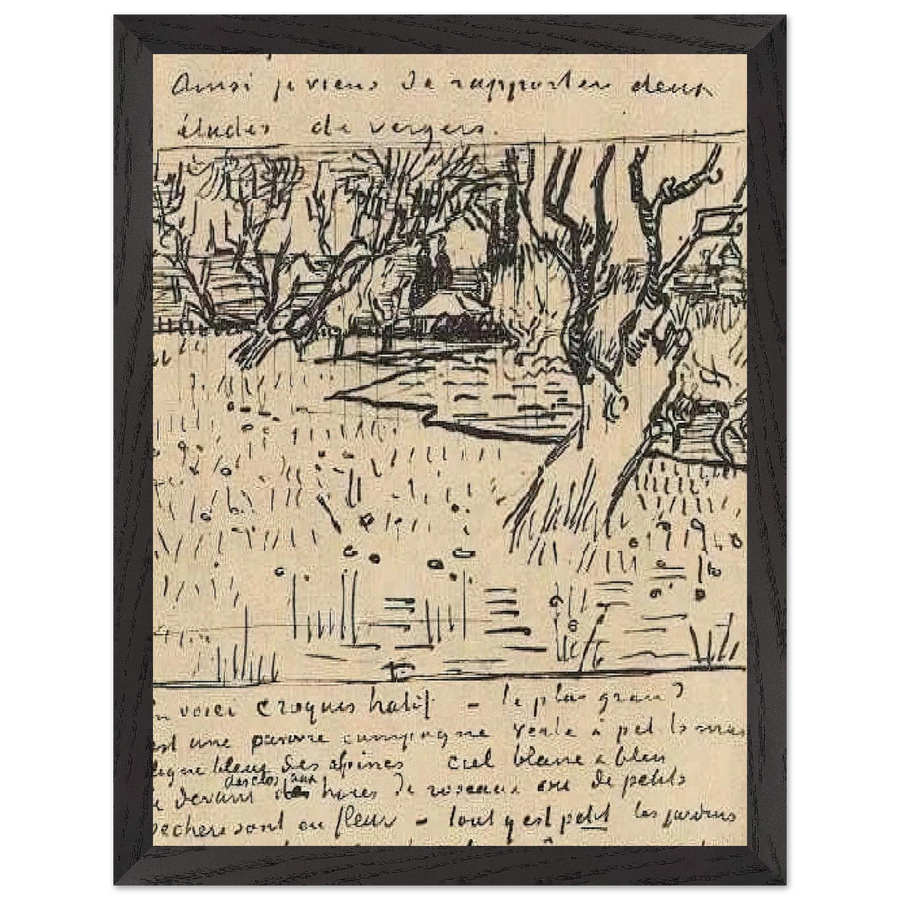 Orchard in Bloom with View of Arles by Vincent van Gogh — Framed art print at Zephyeer
