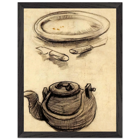 Plate with Cutlery and a Kettle by Vincent van Gogh — Framed art print at Zephyeer