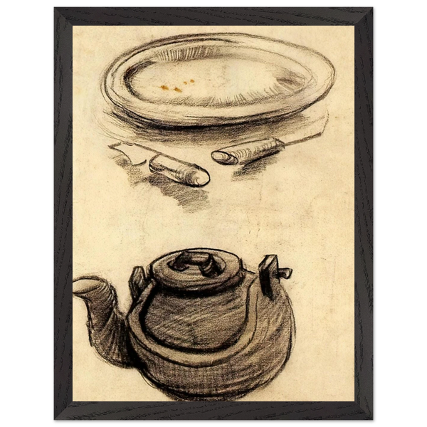 Plate with Cutlery and a Kettle by Vincent van Gogh — Framed art print at Zephyeer