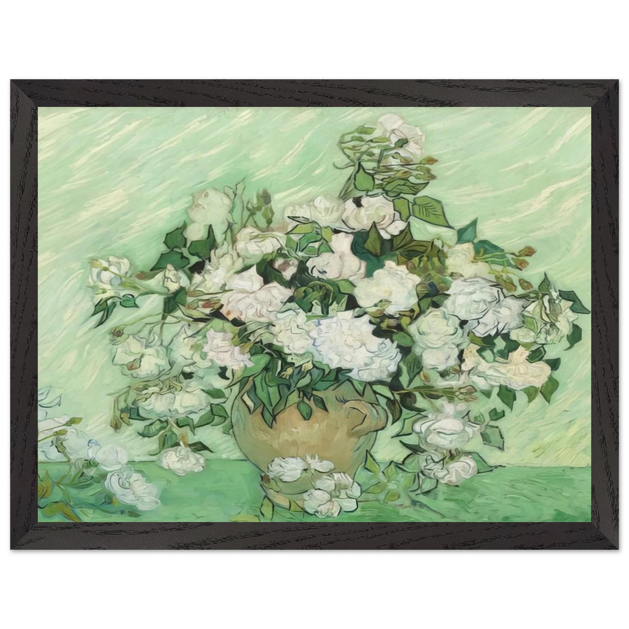 Vase with Pink Roses by Vincent van Gogh — Framed art print at Zephyeer