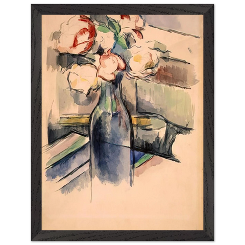 Roses in a Bottle by Paul Cézanne — Framed art print at Zephyeer