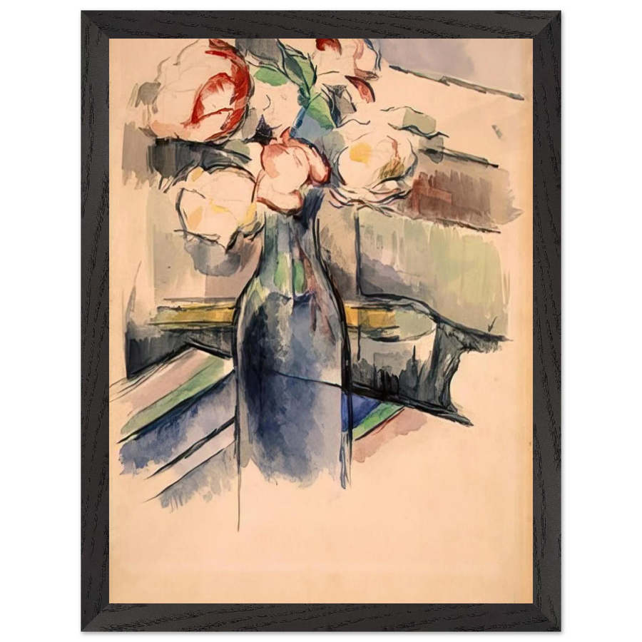 Roses in a Bottle by Paul Cézanne — Framed art print at Zephyeer