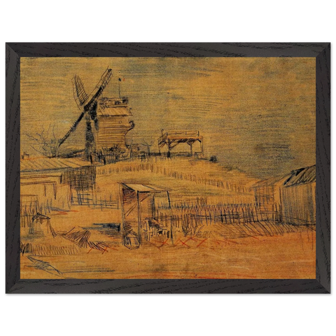 Gardens on Montmartre and the Blute-Fin Windmill by Vincent van Gogh — Framed art print at Zephyeer