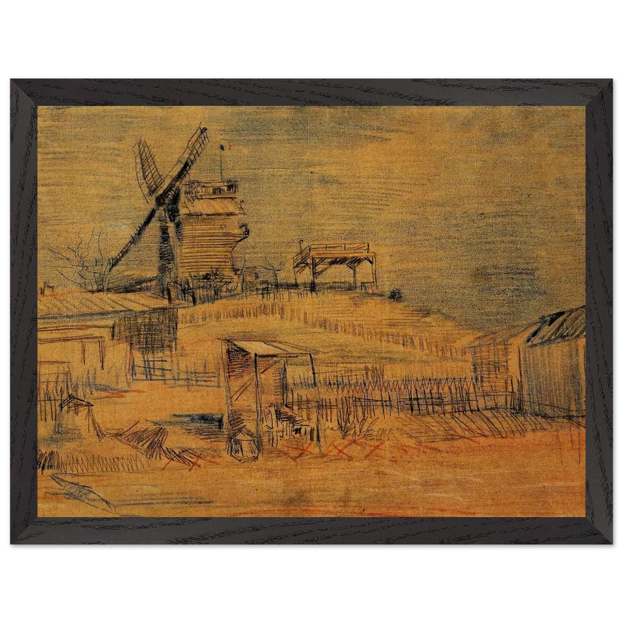Gardens on Montmartre and the Blute-Fin Windmill by Vincent van Gogh — Framed art print at Zephyeer