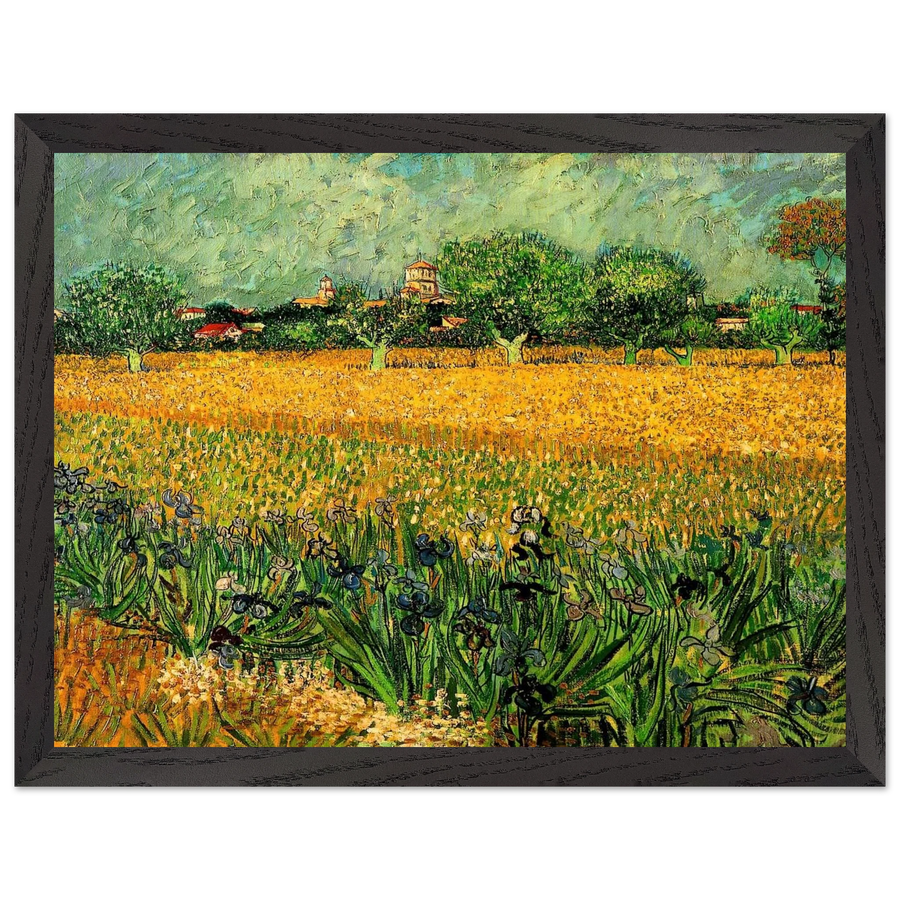 View of Arles with Irises in the Foreground by Vincent van Gogh — Framed art print at Zephyeer