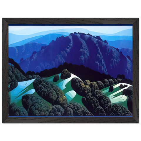 Three Fields and a Mountain by Eyvind Earle — Framed art print at Zephyeer
