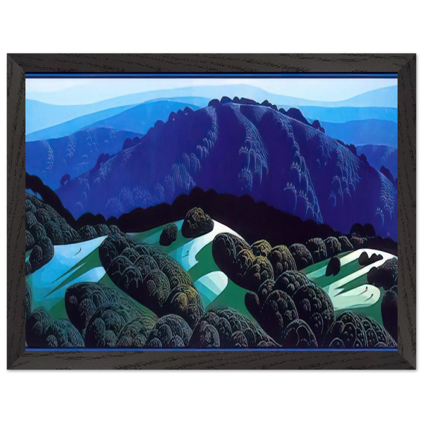 Three Fields and a Mountain by Eyvind Earle — Framed art print at Zephyeer
