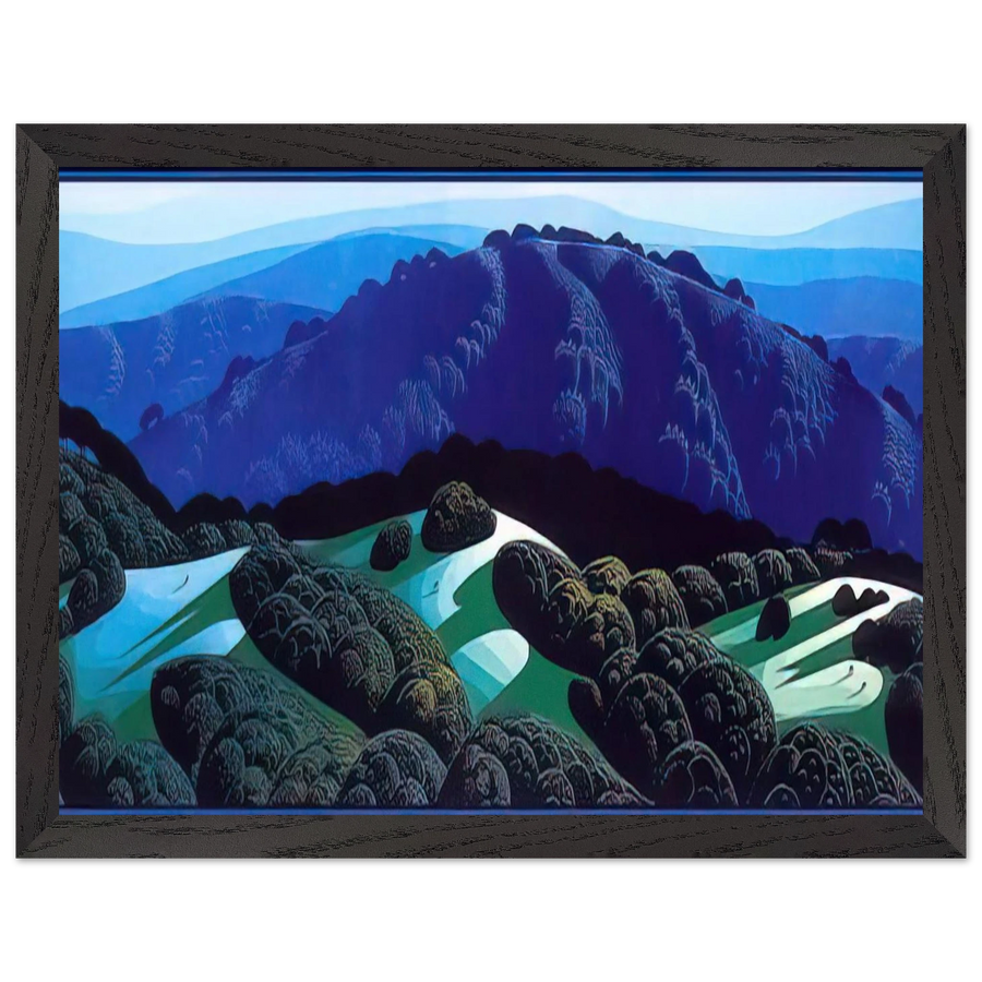 Three Fields and a Mountain by Eyvind Earle — Framed art print at Zephyeer