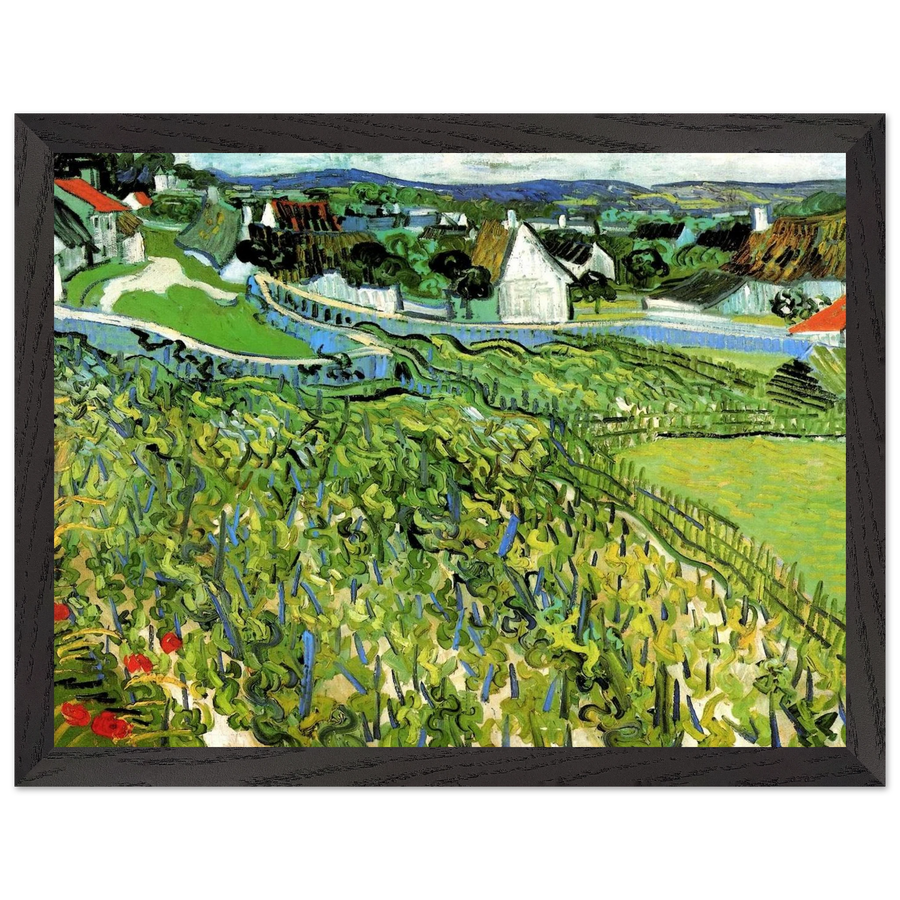 Vineyards with a View of Auvers by Vincent van Gogh — Framed art print at Zephyeer
