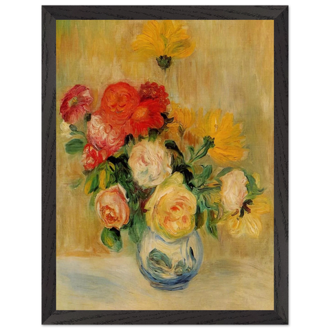 Vase of Roses and Dahlias by Pierre-Auguste Renoir — Framed art print at Zephyeer