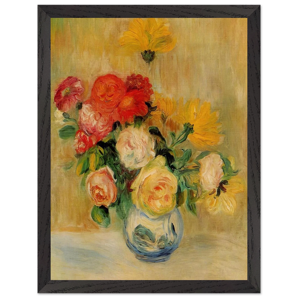 Vase of Roses and Dahlias by Pierre-Auguste Renoir — Framed art print at Zephyeer