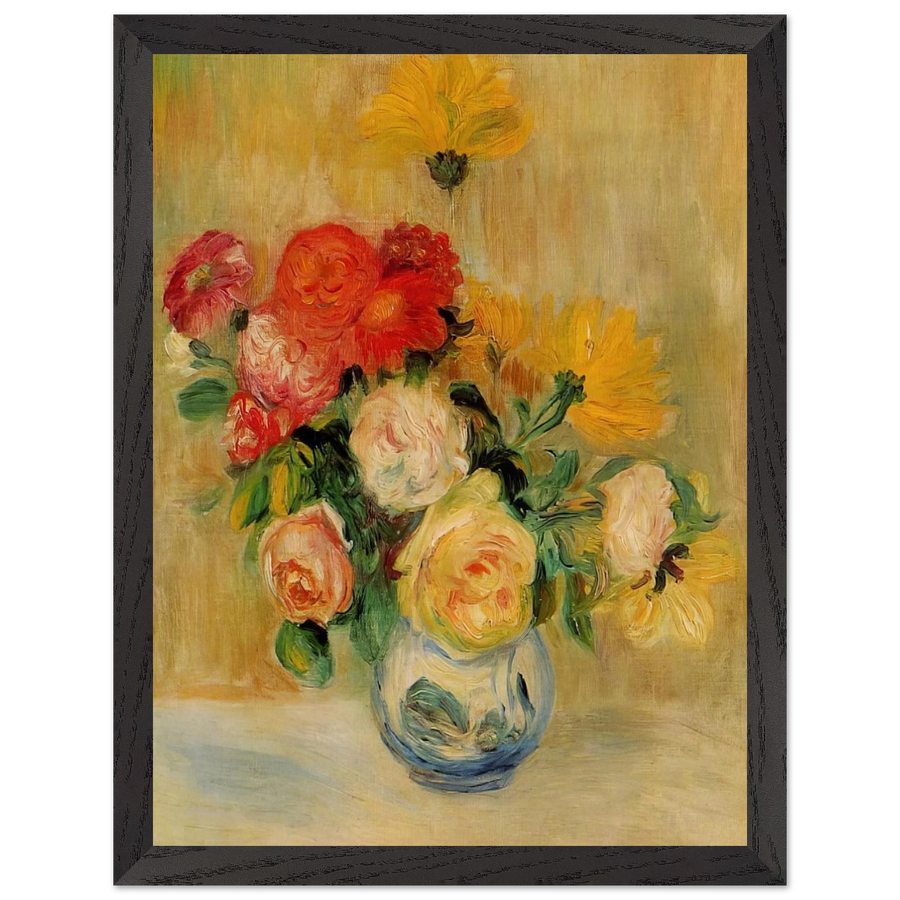 Vase of Roses and Dahlias by Pierre-Auguste Renoir — Framed art print at Zephyeer
