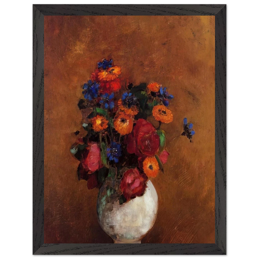 BOUQUET OF FLOWERS IN A WHITE VASE by Odilon Redon — Framed art print at Zephyeer