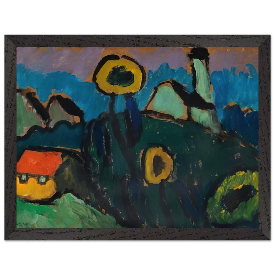 LANDSCHAFT MIT SONNENBLUMEN 1910 by Gabriele Munter — Framed art print at Zephyeer