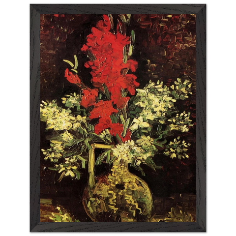 Vase with Gladioli and Carnations by Vincent van Gogh — Framed art print at Zephyeer
