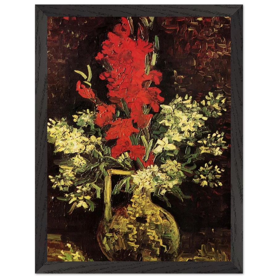 Vase with Gladioli and Carnations by Vincent van Gogh — Framed art print at Zephyeer