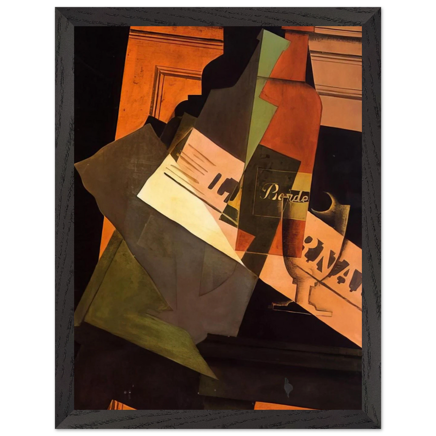 BOTTLE GLASS AND NEWSPAPER by Juan Gris — Framed art print at Zephyeer