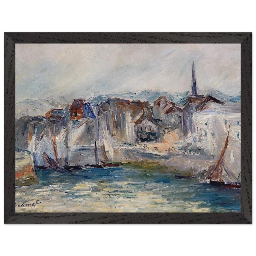 Boats in the Port of Honfleur by Claude Monet — Framed art print at Zephyeer