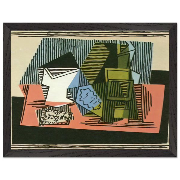 Glass, bottle, packet of tobacco by Pablo Picasso — Framed art print at Zephyeer
