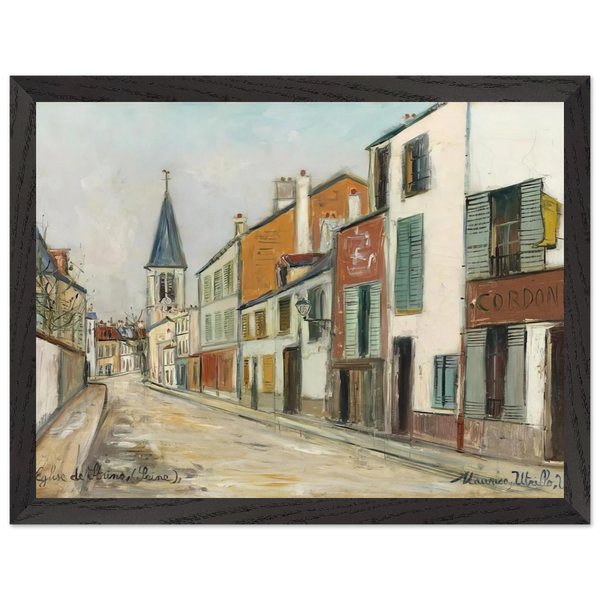 RUE JEAN DURAND ET LEGLISE STAINS SEINE SAINT DENIS 1940 by Maurice Utrillo — Framed art print at Zephyeer