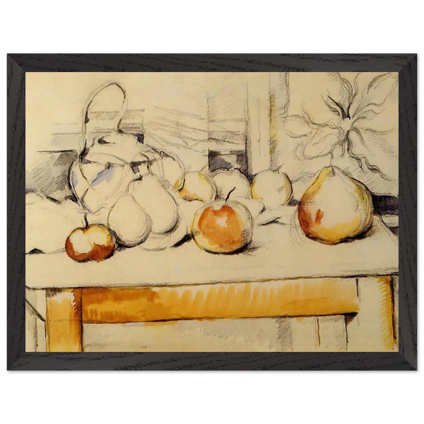 Pot of Ginger and Fruits on a Table by Paul Cézanne — Framed art print at Zephyeer