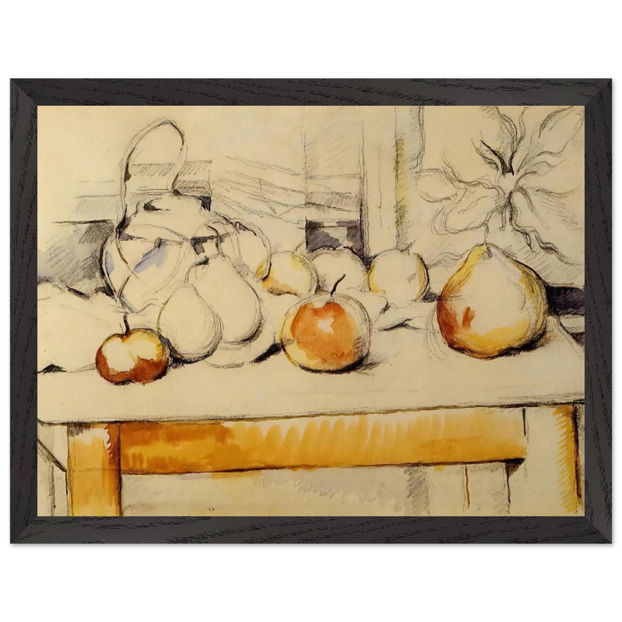 Pot of Ginger and Fruits on a Table by Paul Cézanne — Framed art print at Zephyeer