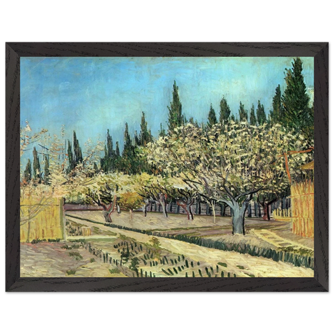 Orchard in Blossom, Bordered by Cypresses by Vincent van Gogh — Framed art print at Zephyeer