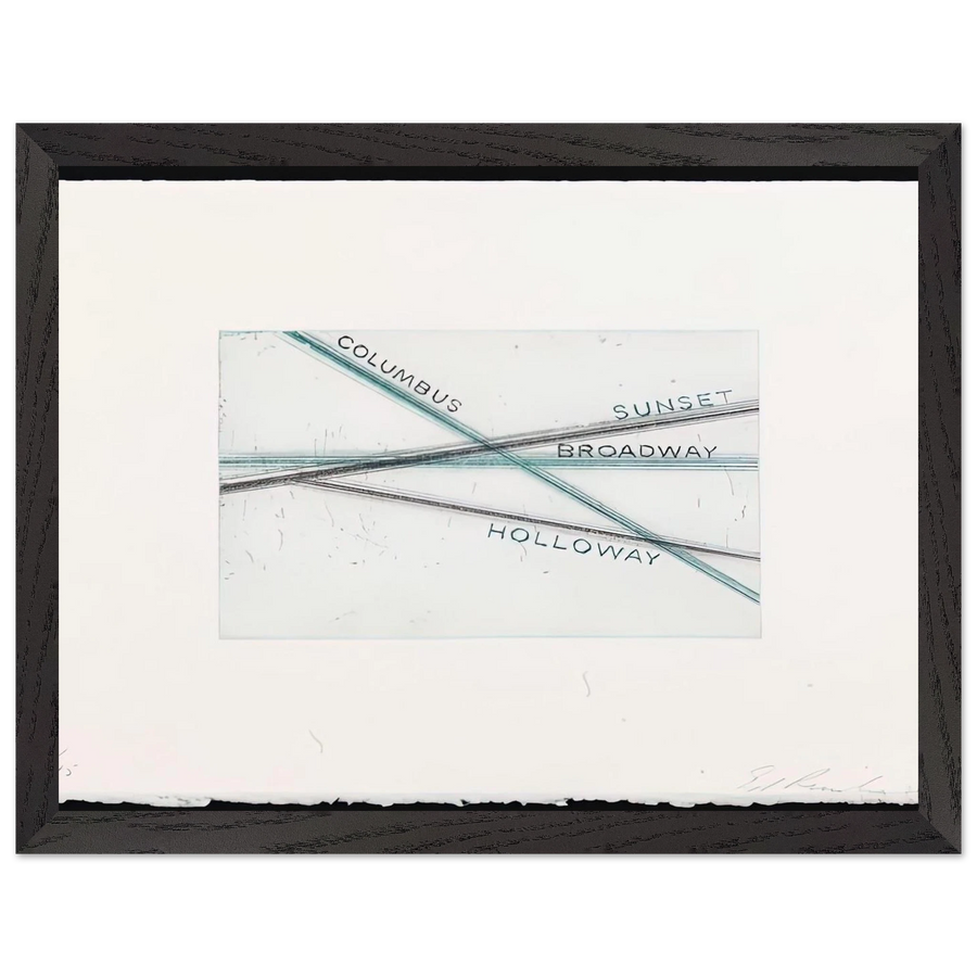 SUNSET FROM LOS FRANCISCO SAN ANGELES PORTFOLIO by Edward Ruscha — Framed art print at Zephyeer